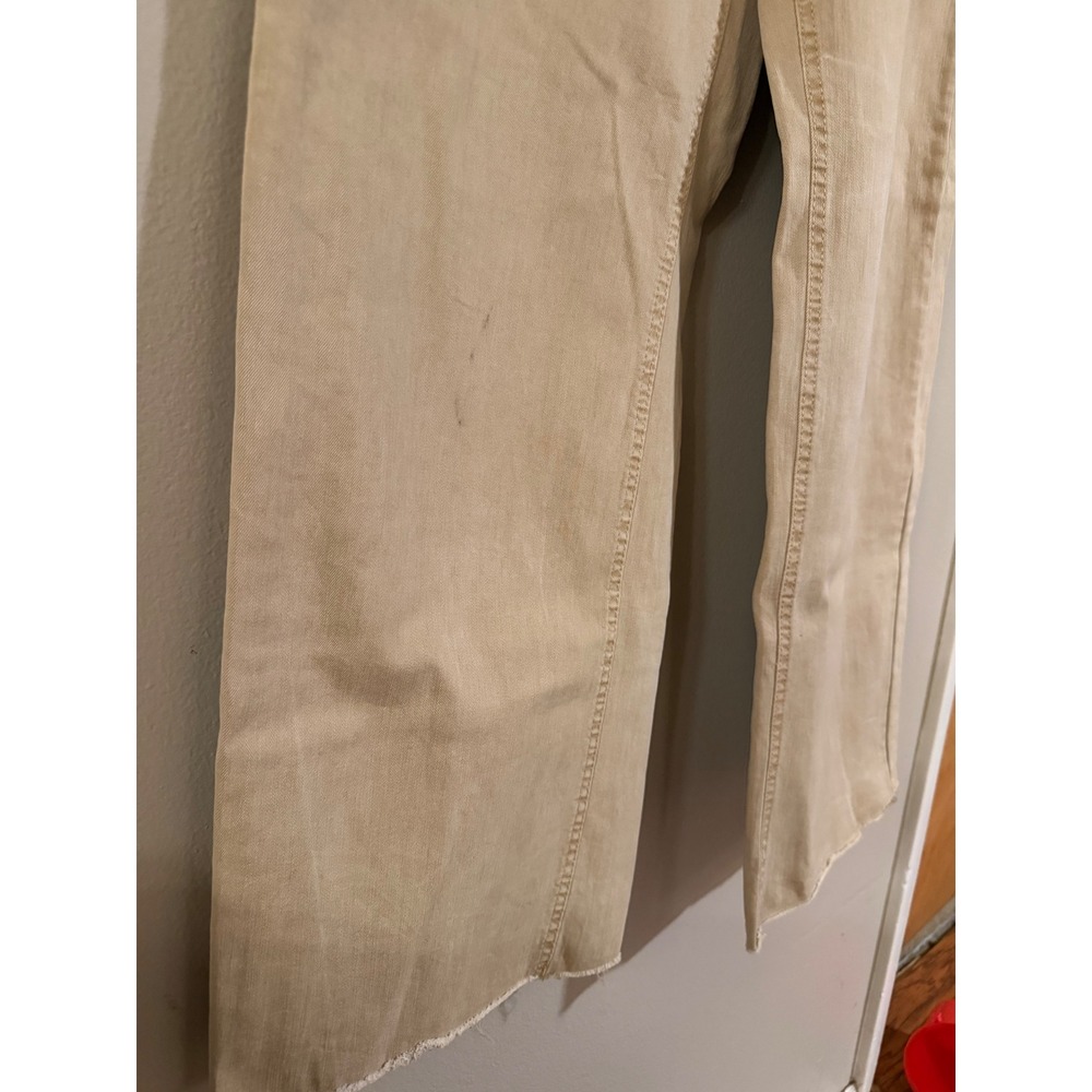 OAT New York Womens High Rise Wide Leg Raw Hem Pants Tan Khaki Size 12/31 - Picture 4 of 10